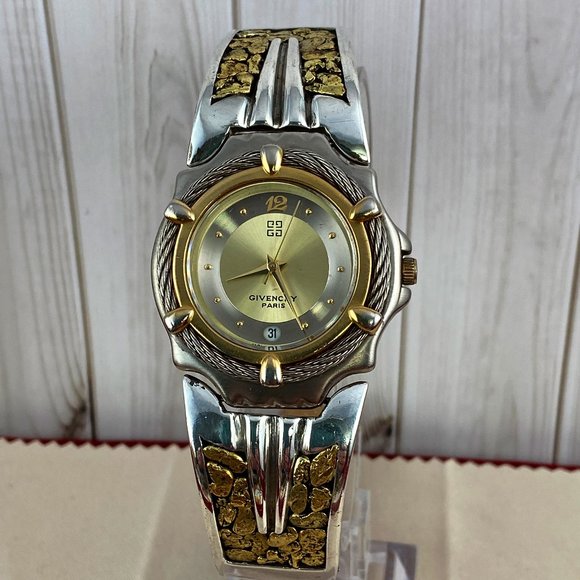 Vintage Givenchy Paris Watch with 23 Karat plus Gold Nugget Bracelet - Picture 9 of 17